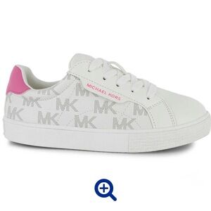Michael Kors White Logo Sneaker with Pink Heel Tab